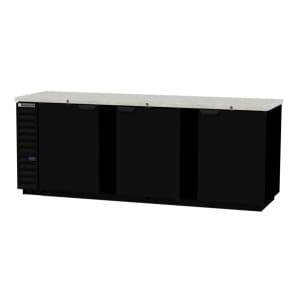 118-BB94HC1FB 95" Bar Refrigerator - 3 Swinging Solid Doors, Black, 115v