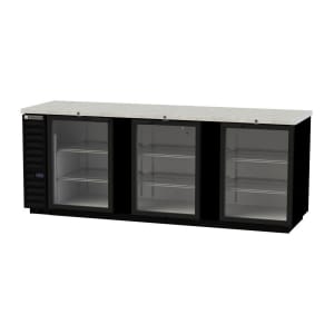 118-BB94HC1FGB 95" Bar Refrigerator - 3 Swinging Glass Doors, Black, 115v