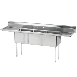 009-FE3161418RLX 3 Compartment Sink w/ 16"L x 20"W Bowl, 14" Deep