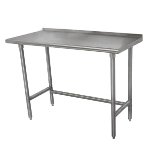 009-TSFLAG248X 96" 16 ga Work Table w/ Open Base & 430 Series Stainless Steel Top, 1 1/2" Backsplash