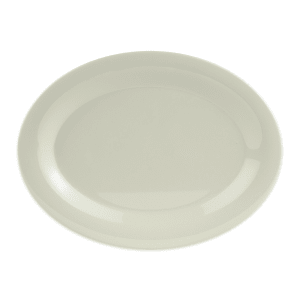 284-OP950DI 9 3/4" x 7 1/4" Oval Diamond Ivory Platter - Melamine, White