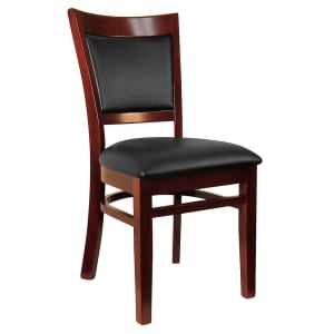 464-8279BDWBKV Bar Stool w/ Upholstered Vinyl Back & Black Vinyl Seat, Dark Walnut