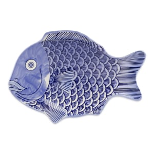 284-37012BL 12" x 8 1/4" Fish Platter - Melamine, Blue