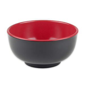 284-B125F 1 1/5 qt Round Melamine Rice Bowl, Red/Black