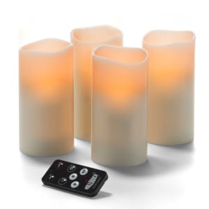 461-HFWP36RTA 3" Round LED Flameless Pillar Candle w/ Remote Control - 6"H, Amber Flame