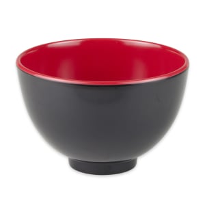 284-B124F 1 1/5 qt Round Melamine Rice Bowl, Red/Black