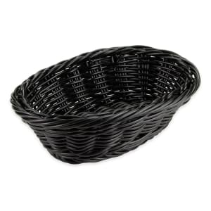 284-WB1503BK Oval Bread & Bun Basket, 9" x 6 3/4", Polypropylene, Black