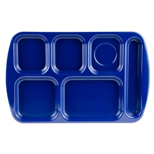 284-TR151NB Melamine Rectangular Tray w/ (6) Compartments, 15 1/2" x 9 7/8", Navy Blue