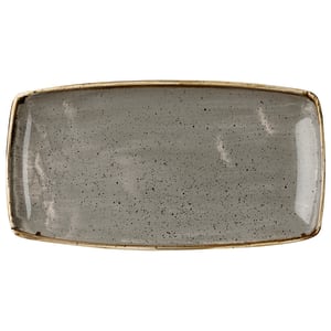 893-SPGSOP141 14" x 7 1/4" Rectangular Stonecast Plate - Ceramic Peppercorn Gray