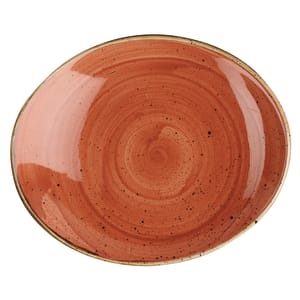 893-SSOSOP71 7 3/4" Oval Stonecast Plate - Ceramic, Spiced Orange