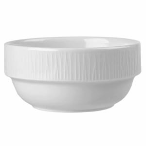 893-WHBALB141 12 3/5 oz Round Bamboo Bowl - Ceramic, White