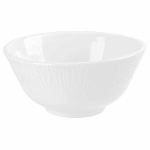 893-WHBALB451 10 oz Round Bamboo Rice Bowl - Ceramic, White