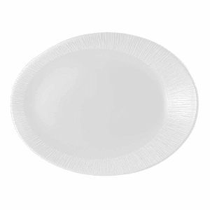 893-WHBALO81 Oval Bamboo Plate - 7 3/4" x 5 7/8", Ceramic, White