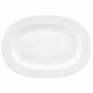 893-WHBALR131 13" Oval Bamboo Plate - Ceramic, White