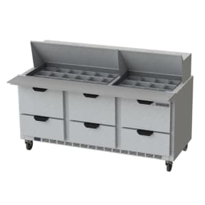 118-SPED72HC30M6 72" Hydrocarbon Series Mega Top Sandwich/Salad Prep Table w/ Refrigerated B...