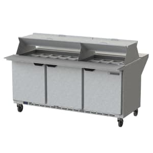 118-SPE72HC30MDS 72" Hydrocarbon Series Mega Top Dual Sided Sandwich/Salad Prep Table w/ Ref...