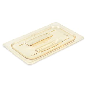 144-40HPCH150 H-Pan Food Pan Cover - 1/4 Size, Non-Stick, Flat with Handle, Amber