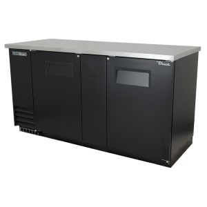 True TBB-3-HC 69&quot; Bar Refrigerator - 2 Swinging Solid Doors, Black, 115v