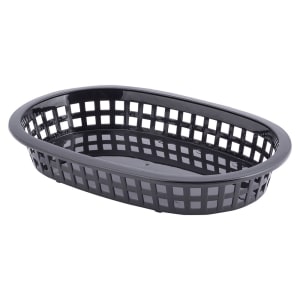 229-1073BK Platter Basket - 9 1/4" x 6 " x 1 1/2", Polypropylene, Oval, Black