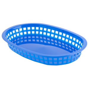 229-1076BL Chicago Platter Basket - 10 1/2 x 7 x 1 1/2", Polypropylene, Oval, Blue