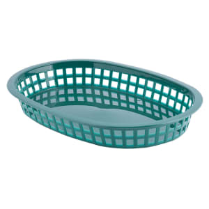 229-1076FG Chicago Platter Basket - 10 1/2 x 7 x 1 1/2", Polypropylene, Oval, Forest Green
