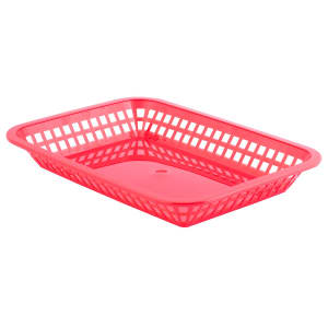 229-1077R Platter Basket, 10 3/4 x 7 3/4 x 1 1/2 in, Rectangular, Red