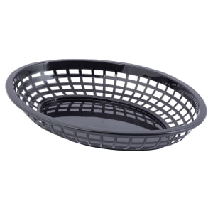 229-1084BK Jumbo Basket - 11 3/4" x 9" x 1 3/4", Polypropylene, Oval, Black