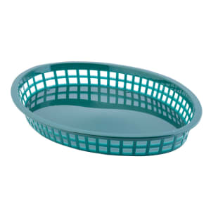 229-1086FG Texas Platter Basket - 12 3/4 x 9 1/2 x 1 1/2",Polypropylene, Oval, Forest Green