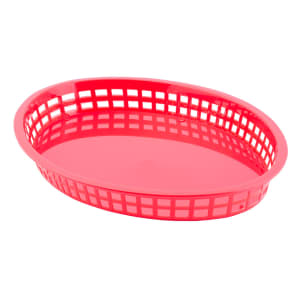 229-1086R Texas Platter Basket - 12 3/4 x 9 1/2 x 1 1/2", Polypropylene, Oval, Red