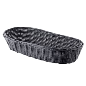 229-2418 Handwoven Basket, 15 x 6 x 3", Polypropylene Cord, Oblong, Black