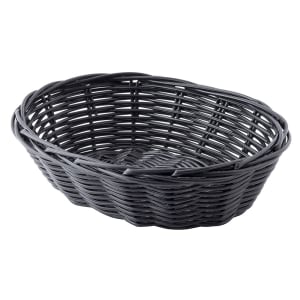 229-2471 Handwoven Basket, 7 x 5 x 2", Polypropylene Cord, Oval, Black