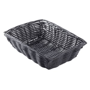 229-2472 Handwoven Basket 9 x 6 x 2 1/2" Polypropylene Cord, Rectangular , Black