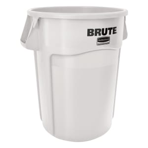 007-FG265500WHT 55 gallon Brute Trash Can - Plastic, Round, Food Rated