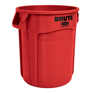 007-264360RED 44 gallon Brute Trash Can - Plastic, Round, Food Rated