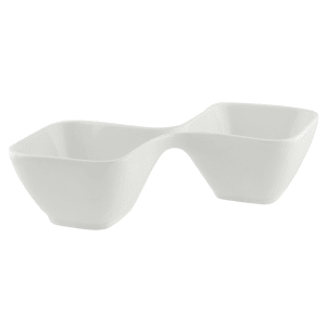 861-WTR4SQ2BWL 8 oz Square Serving Bowl w/ (2) Sections - Porcelain, White