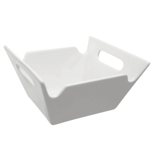 861-WTR4SQHNDLBWL 3 oz Square Serving Bowl w/ Handles - Porcelain, White