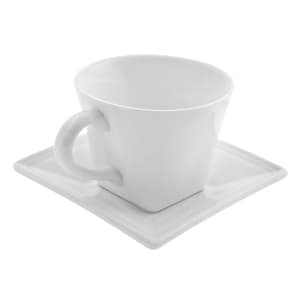861-WTRFLRSQCUP 8 oz Flared Cup & Saucer Set - Porcelain, White