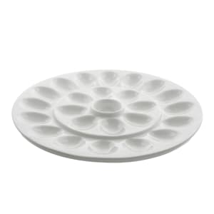 861-WTREGGPLTR 13" Round Egg Platter - Porcelain, White