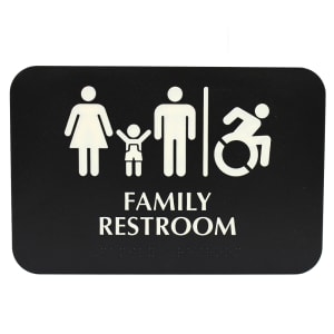 229-695651 Family Restroom Sign - 6" x 9", Plastic, Blue