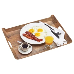 151-356347M Rectangular Room Service Tray - 20" x 15 1/2", Melamine, Hickory Laminate