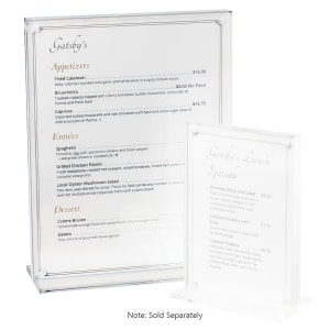 151-3567811 Tabletop Menu Card Holder - 8 1/2" x 11", Plastic, Clear