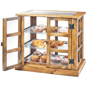 151-362199 3 Tier Pastry Display Case w/ Hinged Doors - Reclaimed Wood/Acrylic