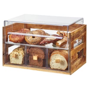 151-362499 4 Section Pastry Display Case - Reclaimed Wood/Acrylic
