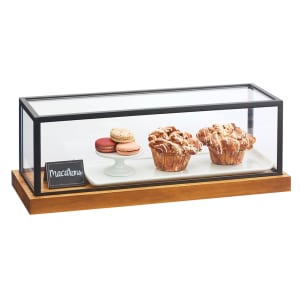 151-364882299 Pastry Presentation Case w/ Lift Off Lid - 20"W x 8"D x 7 3/4"H, Metal/Reclaimed Wood