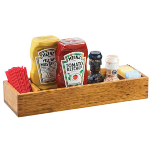 151-366999 3 Compartment Rectangular Condiment Caddy - Wood