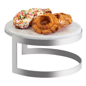 151-368012681M 12" Round Display Riser w/ Faux Marble Melamine Top, Stainless w/ Chrome Finish