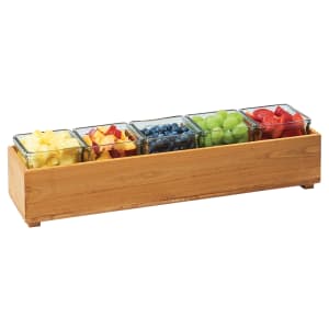 151-368220599 Rectangular 5 Compartment Condiment Jar Display - Clear/Brown