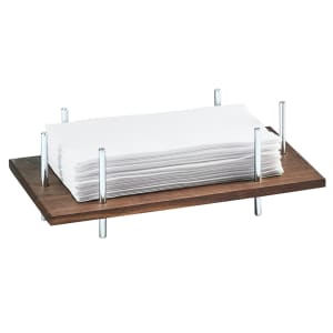 151-371849 Mid-Century Napkin Holder for 4" x 8" Napkins - Wood Base w/ Chrome Frame