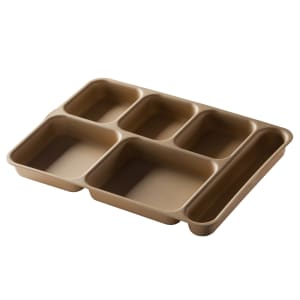 Cambro 10146DCP161 Plastic Rectangular Tray w/ (6) Compartments, 9 15/16&quot; x 13 15/16&quot;, Tan