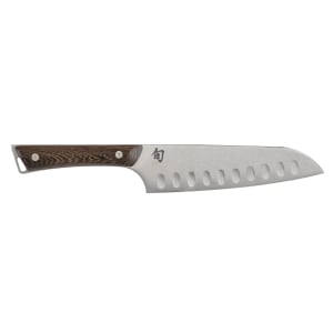 194-SWT0718 7" Hollow-Ground Santoku Knife w/ Tagayasan Wood Handle, Stainless Steel Blade